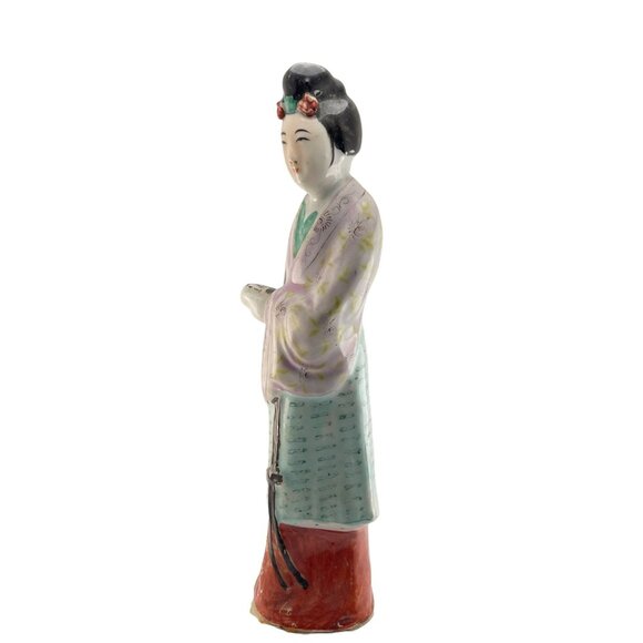 Vintage Hand-Painted Chinese Woman Holding Scroll Statue Figurine 10 inch - Picture 3 of 7